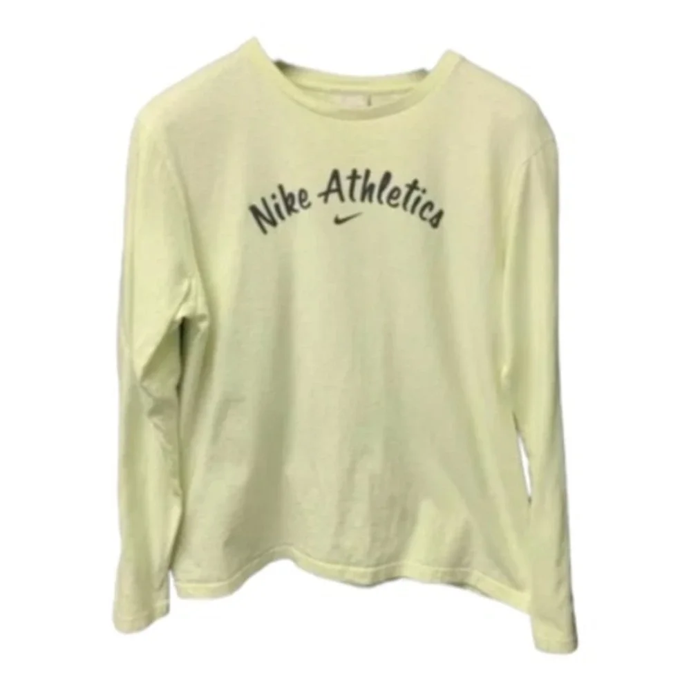 Nike‎ Athletics Long Sleeve T Shirt Kids Yellow Crew Neck Cotton Pullover Size M